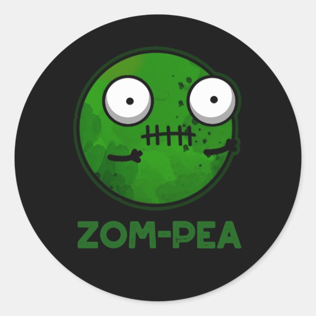 Adesivo Zom-pea Engraçado Zombie Pea Pun Dark BG (Frente)
