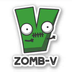 Adesivo Zom-V - Zombie Zombie Cute Halloween Alphabet Pun 