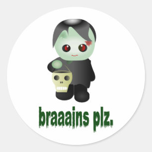 Adesivo Zombi deTratamento bonito - dos "PLZ braaains "