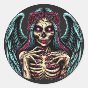 Adesivo Zombie Angel Dark Fantasy Art, esqueleto assustado