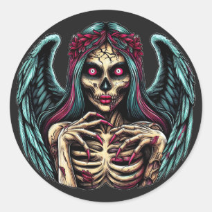Adesivo Zombie Angel Dark Fantasy Art, esqueleto assustado