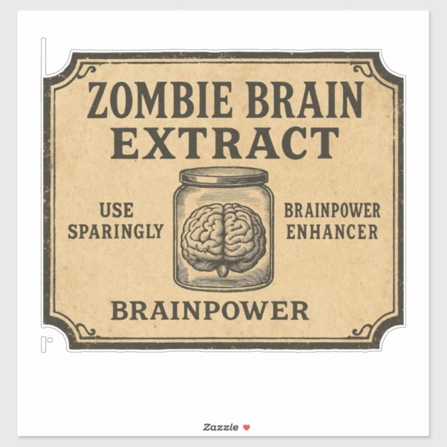 Adesivo Zombie Brain Extract - Halloween Apothecary Label (Folha)
