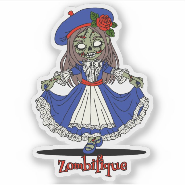 Adesivo Zombie francês bonito (Frente)