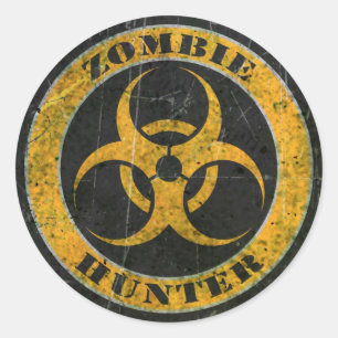 Adesivo Zombie Hunter, Zombie Hazard Amarelo Arranjado