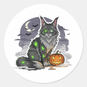 Adesivo Zombie Maine Coon - Gato de Halloween assustador