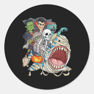 Adesivo Zombie Riding Mummy Shark Vampire Halloween Pumpki
