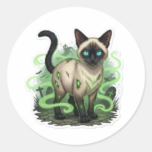 Adesivo Zombie Siamese - Halloween de Gato Siamês assustad