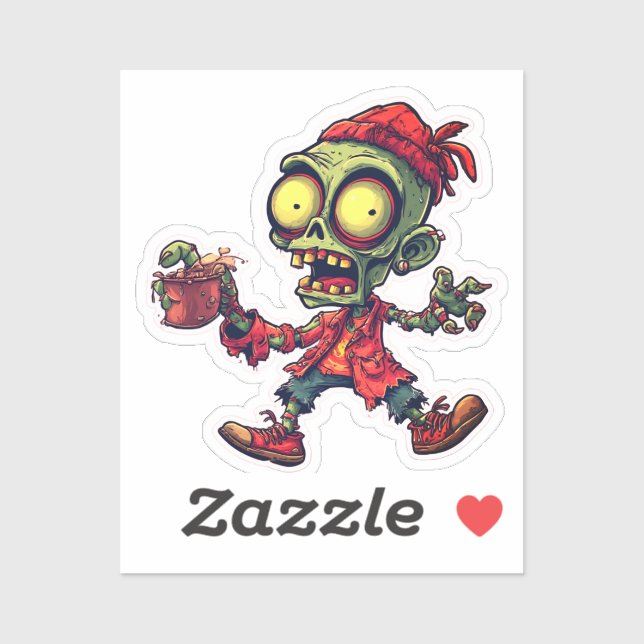 Adesivo Zombie Sticker – Cool Horror Halloween 2025 (Folha)