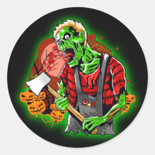 Adesivo Zombie Verde Engraçado no Halloween