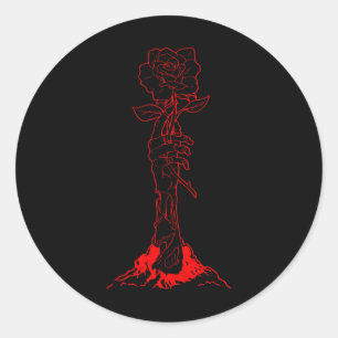 Adesivo Zombiecore Estética Zombie Rosa vermelha Esqueleto