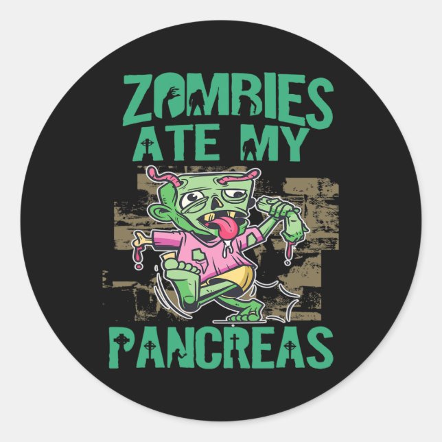 Adesivo Zombies Comem Meu Pâncreas Diabetes Sensibilização (Frente)