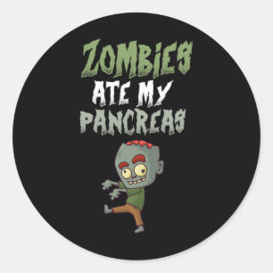 Adesivo Zombies Comeu Meu Pancrete T1D Tipo 1 Diabetes Gar