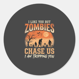 Adesivo Zombies Engraçados Desenho de Perseguição de Hallo