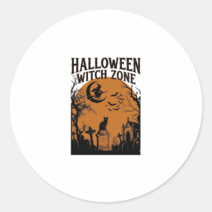 Adesivo Zona de Bruxa de Halloween Cemitério de Gato Preto