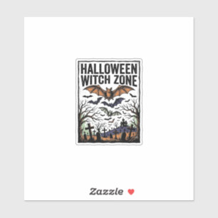Adesivo Zona de Bruxa de Halloween Design de Morcegos de C
