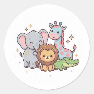 Adesivo Zoológico Animais Fofos Kawaii Crianças Selvagens