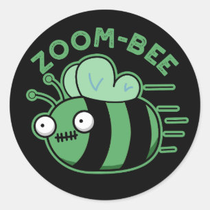 Adesivo Zoom Bee Engraçado Zombie Bee Pun Dark BG
