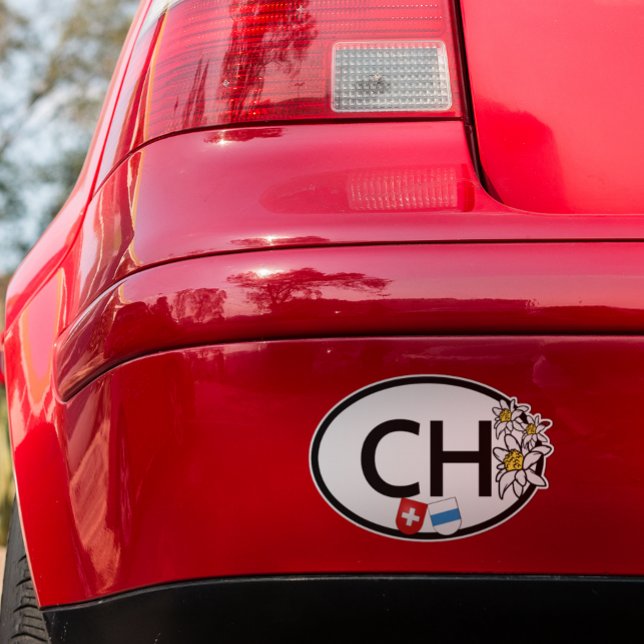 Adesivo Zug e Swiss Flags | Flores Edelweiss | Oval (Zug Schweiz)