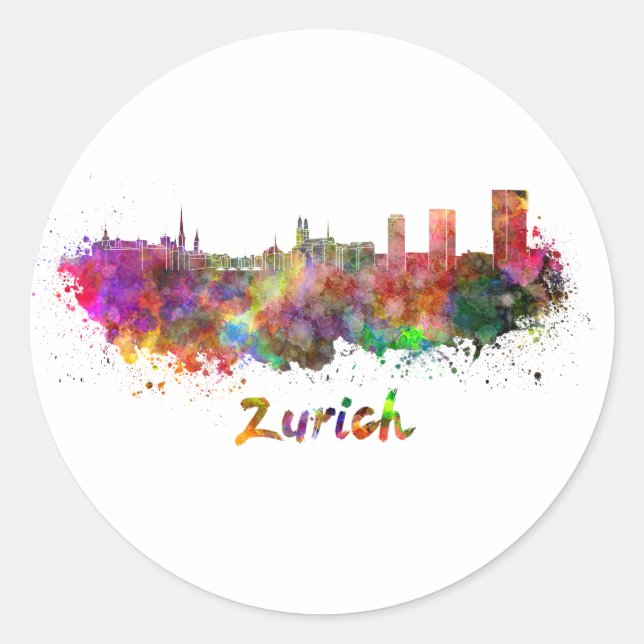 Adesivo Zurich skyline in watercolor (Frente)