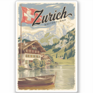 Adesivo Zurich Suiça Painterly Viagem Art Vintage