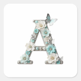 Adesivos A com Seu Monograma Floral Enfeitado Eleg