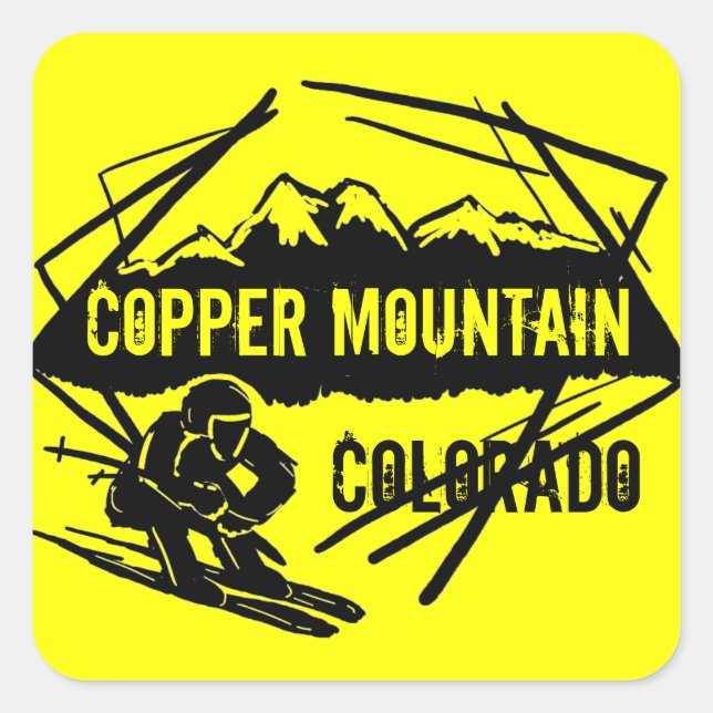 Adesivos amarelos de esqui da Copper Mountain Colo (Frente)