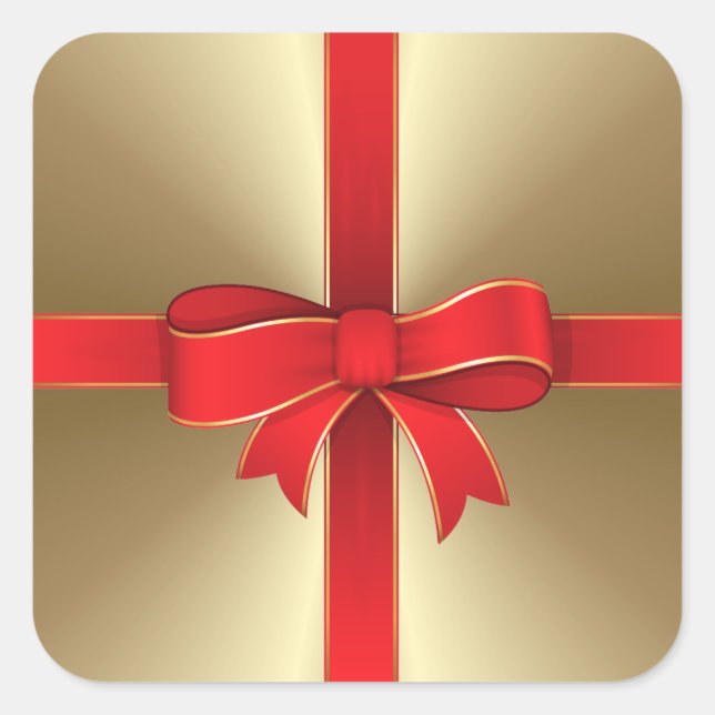 Adesivos - Arco vermelho e fita em Dourado (Frente)