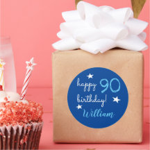 Adesivos azuis personalizados para 90º aniversário