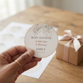 Adesivos Baby Shower Boho Floral Botânico