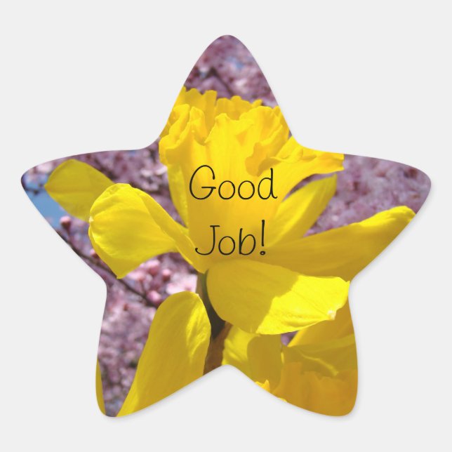 Adesivos Bom Trabalho! Amarelo Daffodil Primavera  (Frente)