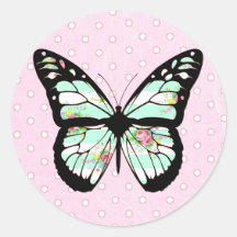 Adesivos brancos, cor-de-rosa e borboletas, de cor