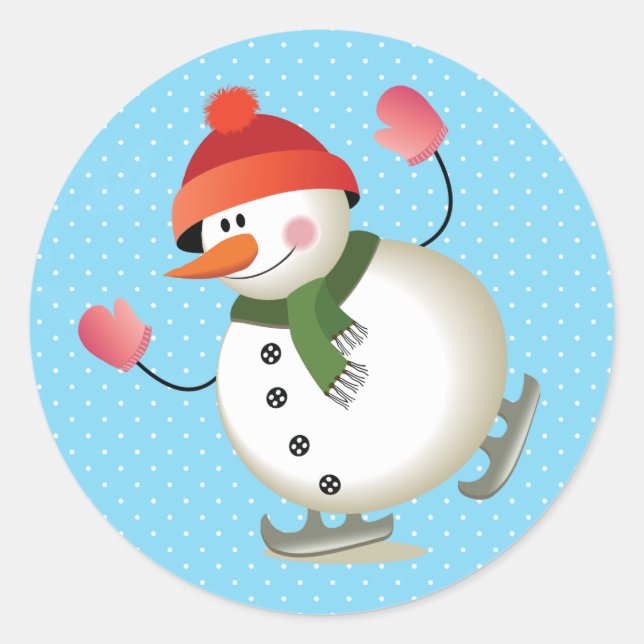 Adesivos Brilhantes de Patinação do Boneco de Neve (Frente)