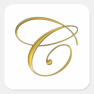 Adesivos C de Monograma Dourado Elegante