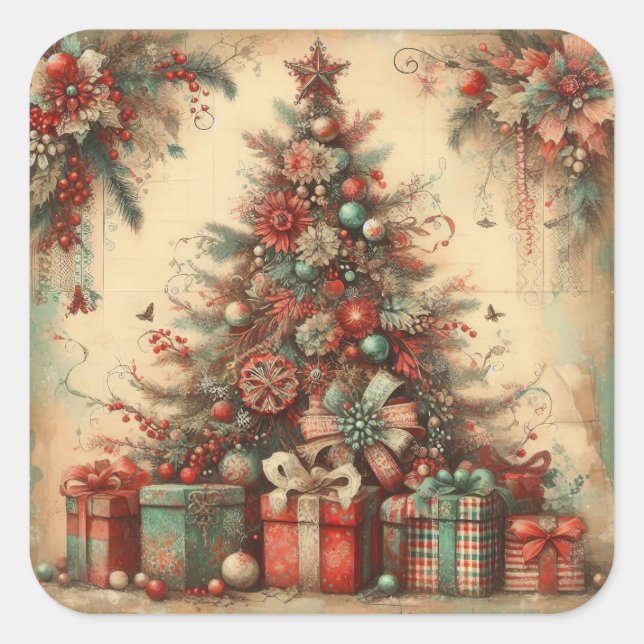 Adesivos clássicos de árvores de Natal (Frente)