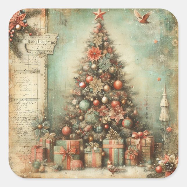 Adesivos clássicos de árvores de Natal (Frente)
