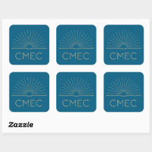 Adesivos CMEC - quadrados, azuis com pêssego, 3"x3