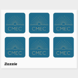 Adesivos CMEC - quadrados, azuis com pêssego, 3"x3