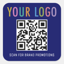 Adesivos Código QR Azul Etiquetas Logotipo Empresa