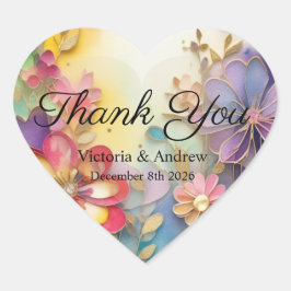 Adesivos Coloridos de Agradecimento com Flores