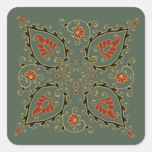 Adesivos com design uzbeque verde veludo
