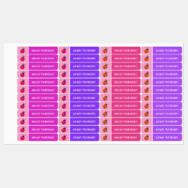 Adesivos com Nomes de Crianças Joaninha Rosa Roxo