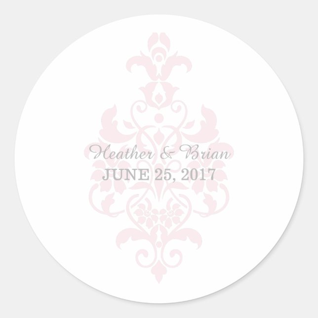 Adesivos cor-de-rosa com Casamento tema damasco su (Frente)