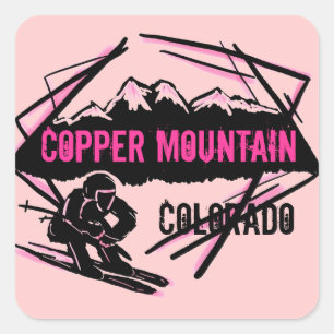 Adesivos cor-de-rosa de esqui da Copper Mountain C