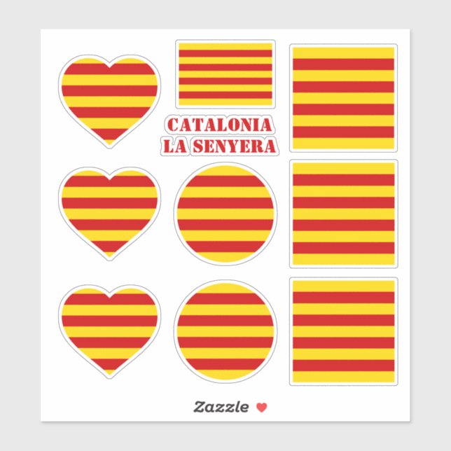 Adesivos da Catalunha & Bandeira La Senyera Coraçã (Folha)