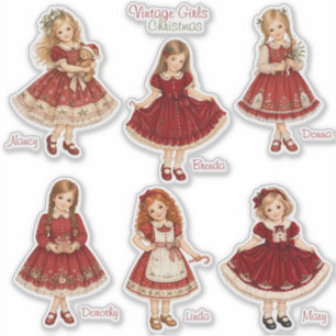 Adesivos da Coleção de Natal Vintage Girls