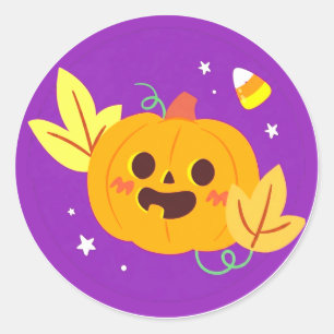 Adesivos de Abóbora Feliz Halloween Roxo Fofos