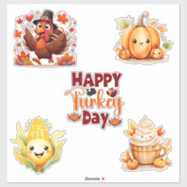 Adesivos de Ação de Graças do Dia de Peru Feliz e
