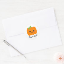 Adesivos de Agradecimento Abóbora Sorridente Fofa