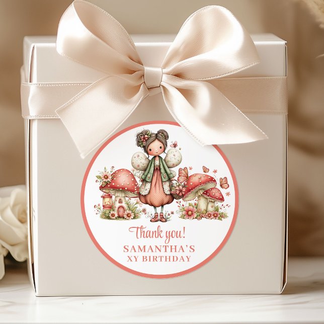 Adesivos de agradecimento de aniversário da encant (Charming Blush Fairy Birthday Thank You Stickers)