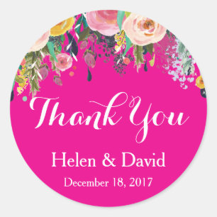 Adesivos de Agradecimento de Casamento Florais Ros